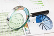 magnifying glass and the working paper
