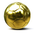 golden soccer ball isolated on white background