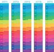 2011, 2012, 2013, 2014, 2015 vertical  colorful calendars