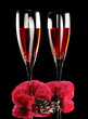 Two Champagne Flutes and Love Cuffs Two Champagne Flutes and Love Cuffs