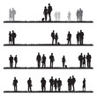 people walking on grass silhouettes