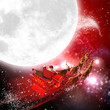 Weihnachtsmann mit Rentierschlitten im Weltall