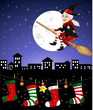 Befana con calze in città