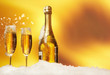 New Year champagne in the  snow
