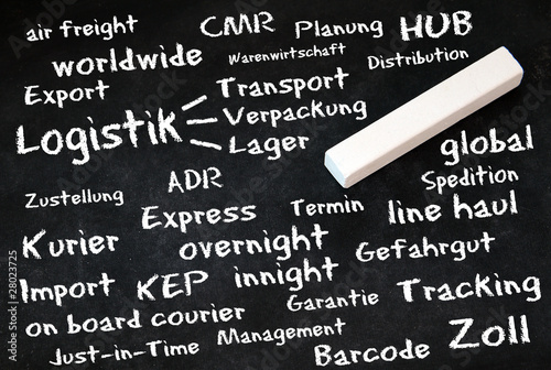 Foto: logistic themes on black chalk board logistic themes on black chalk board