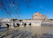 Rome: castle Saint Angelo and the old bridge on Tiber river Rome: castle Saint Angelo and the old bridge on Tiber river