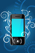 Vector mobile phone on a blue background