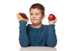 a boy's choice of a healthy or unhealthy snack