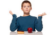 a boy's choice of a healthy or unhealth snack