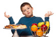 a boy's choice of a healthy or unhealthy snack