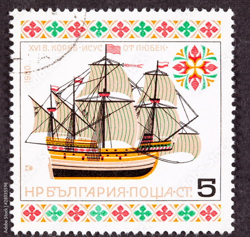 Photo: Bulgiarian Postage Stamp "Christ of Lubek" First Slave Ship Bulgiarian Postage Stamp "Christ of Lubek" First Slave Ship