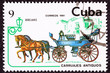 Cuban Postage Stamp Horse Team Pulling Break, Brake Carriage