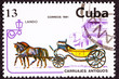 Postage Stamp Horse Team Pulling Convertible Landau Carriage