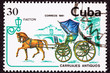 Cuban Postage Stamp Brown Horse Pulling Fancy Phaeton Carriage