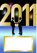 Two business men shaking hands New Year 2011 copy space
