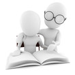 3d man teacher and student, studying, isolated on white 3d man teacher and student, studying, isolated on white