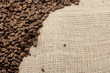 coffee beans over sacking