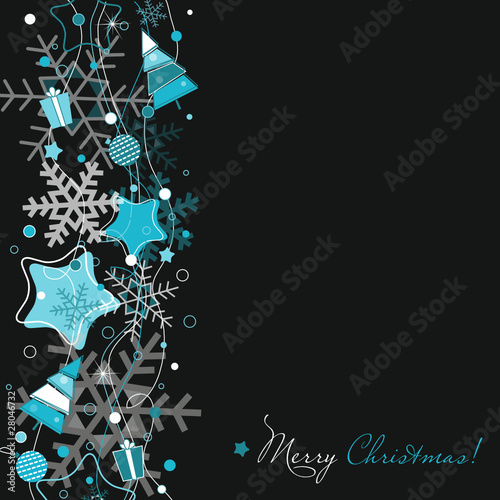 Vector: Christmas card on black Christmas card on black