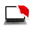 Computer with santa hat