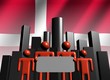 Danish business team with abstract skyline illustration