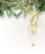Christmas background with golden stars and fir Christmas background with golden stars and fir