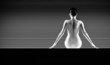 black and white artistic nude; a back silhouette shot on striped
