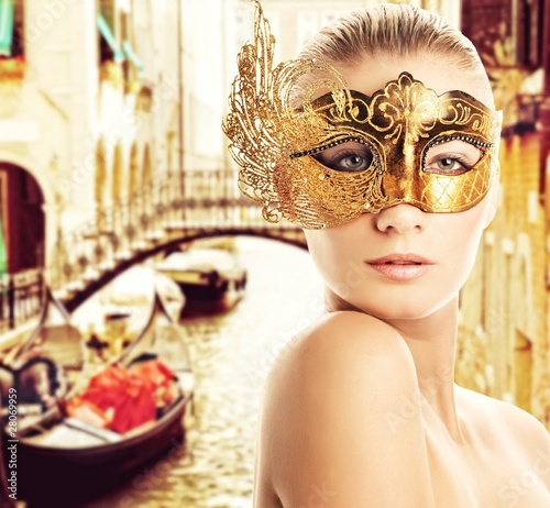 Photo: Woman with carnival mask in Venice Woman with carnival mask in Venice