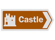 Tourist information series: photo-realistic 'castle' sign on whi