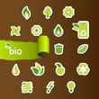 Set of ecology icons on brown paper.