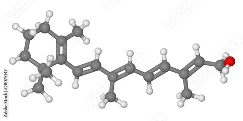 Illustration: Ball and stick model of retinol molecule Ball and stick model of retinol molecule