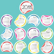 2011 Calendar with colored curled stickers corners