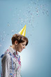 businesswoman with confetti