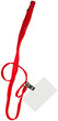 Blank badge on a red cord