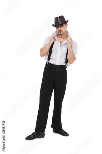Photo: gentleman standing against isolated white gentleman standing against isolated white