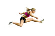 Foto: Athlete Jumping Against a White Background Athlete Jumping Against a White Background