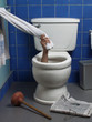 Photo: Hand reaches up through the seat from out of a toilet. Hand reaches up through the seat from out of a toilet.