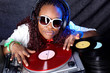 cool afro american DJ in action