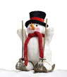 cute snowman on skis