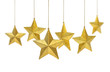 Six golden decoration stars isolated on white background