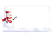 Etiquette bonhomme de neige sur fond blanc