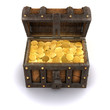 3d Treasure chest is full of gold