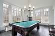 Pool table in sunroom