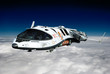 spaceship casual flight above the clouds spaceship casual flight above the clouds