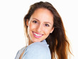 Smiling woman looking over her shoulder