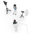 3d man and girl studio photo session