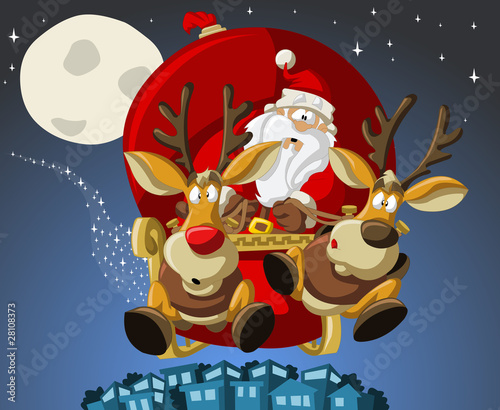 Vector: Santa-Claus on sleigh with reindeers Santa-Claus on sleigh with reindeers