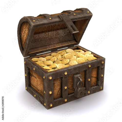 Illustration: 3d Treasure chest full of gold 3d Treasure chest full of gold