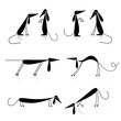 Funny black dogs silhouette, collection for your design