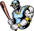 Skeleton in a sine-yellow uniform and with a bat in hands.