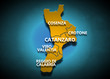 Illustration: Calabria - Province su fondo blu Calabria - Province su fondo blu